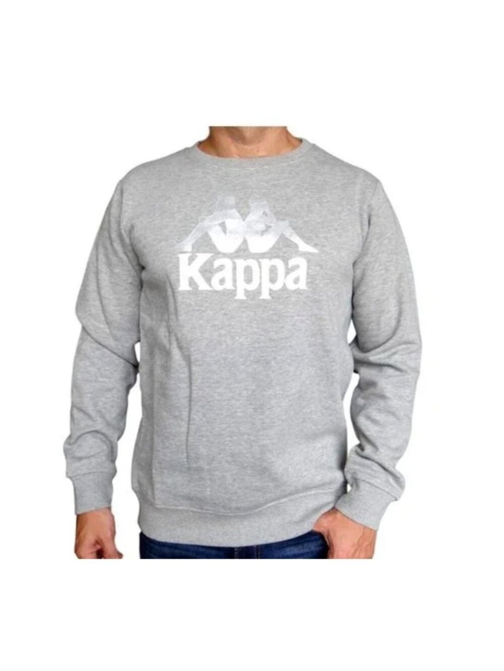 Kappa Zemin Crew Sweatshirt Grey with Silver Omini Logo Pullover Medium Unisex